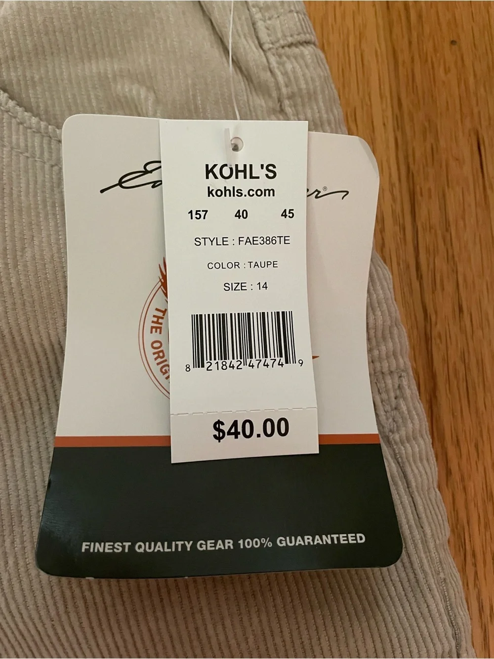 Eddie Bauer Boys Size 14 Corduroy Pants